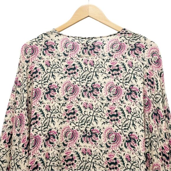 Chaser Printed Square-Sleeve Oversized Kimono Wrap Mauve Olive Cream Size XS/S - Picture 6 of 11